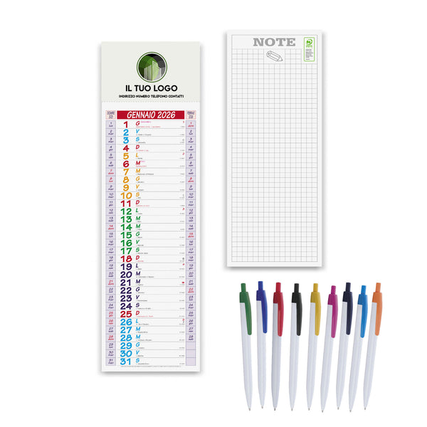 100 Calendari Slim 2026 personalizzati + 100 Penne Bi-Bud personalizzate