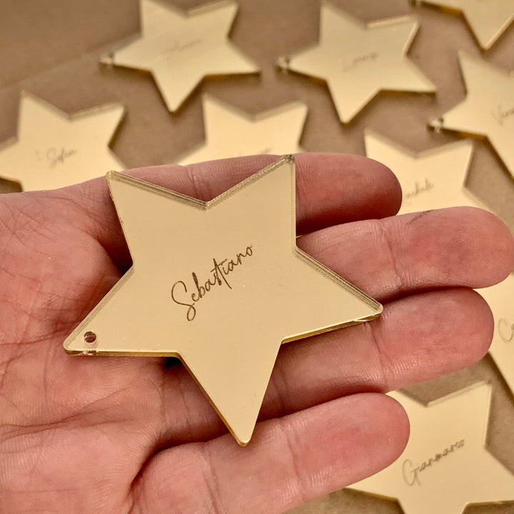 Segnaposti stella in plexiglass specchio personalizzati