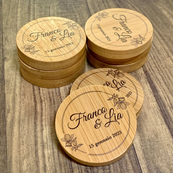 Apribottiglie in bamboo con iniziali o nomi / bomboniera matrimonio / regalo