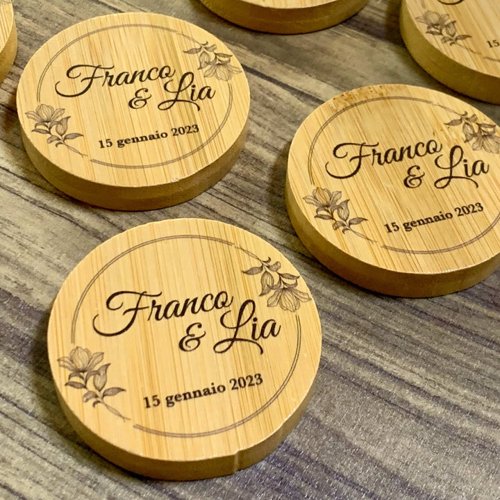 Apribottiglie in bamboo con iniziali o nomi / bomboniera matrimonio / regalo