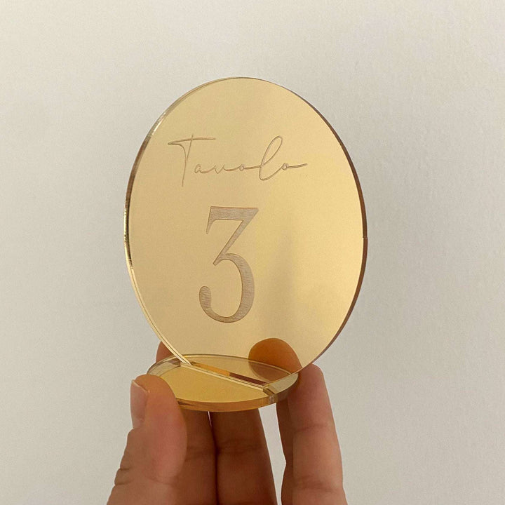segnatavoli numeri tavoli plexiglass oro specchio