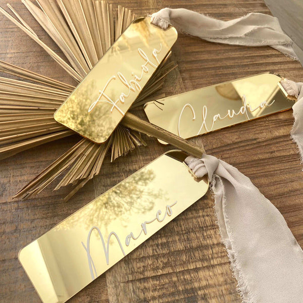 Segnaposti Matrimonio / Segnalibri in plexiglass specchio. Set 10 pz.