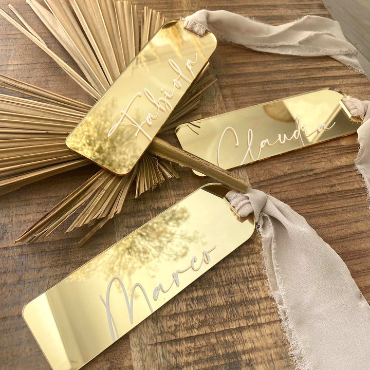 Segnaposti Matrimonio / Segnalibri in plexiglass specchio. Set 10 pz.