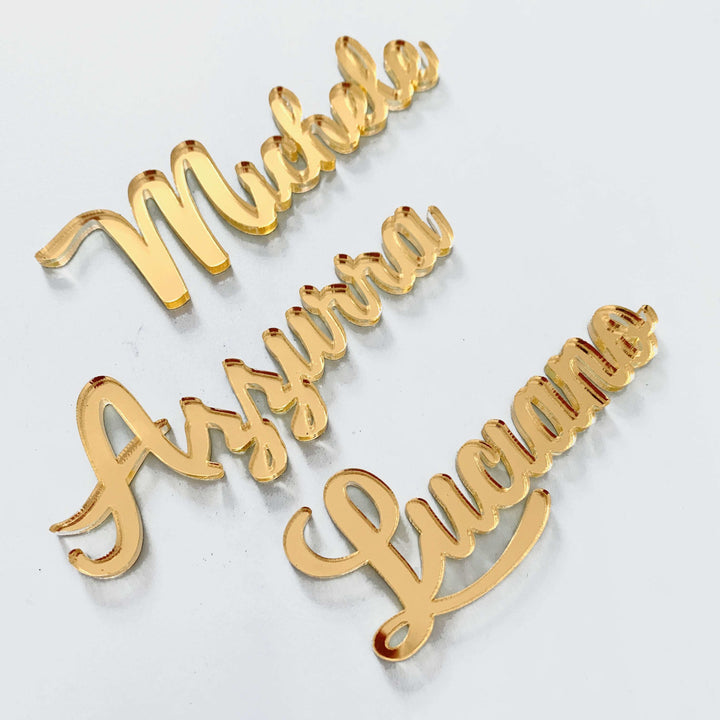 segnaposto plexiglass nomi oro specchio