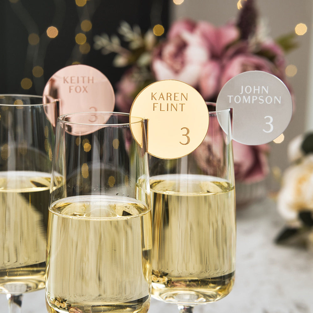 Wedding place cards for personalized glasses / plexiglass