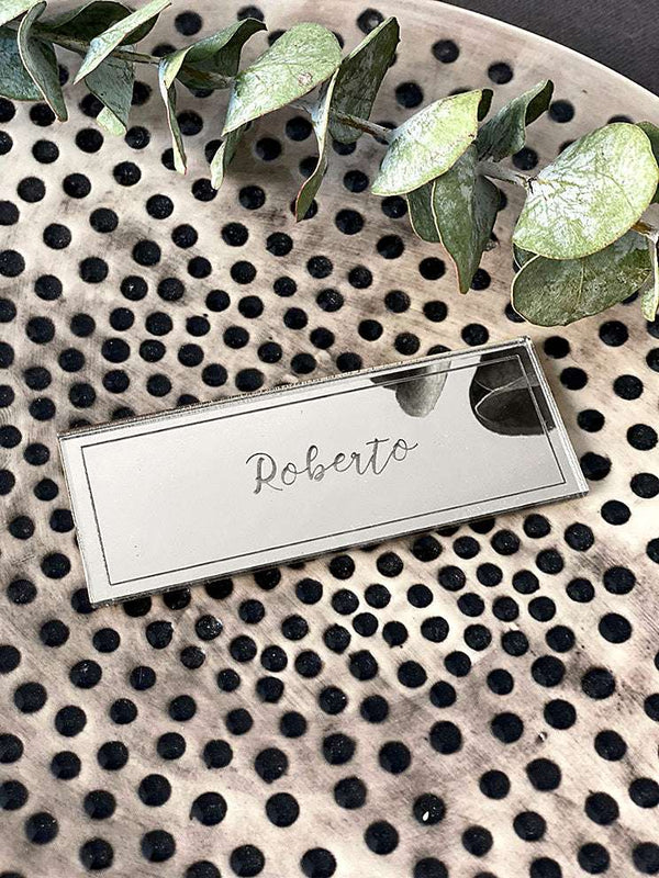 Segnaposto per matrimonio in plexiglass specchio oro argento