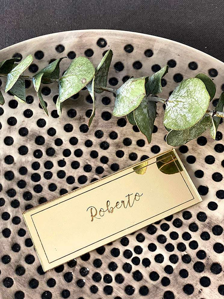 Segnaposto per matrimonio in plexiglass specchio oro argento