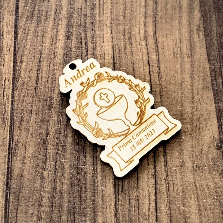 20 Tag bomboniere / etichette in legno per Comunione / set da 20 pz.