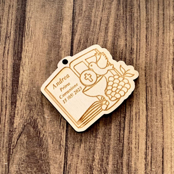 20 Tag bomboniere / etichette in legno per Comunione / set da 20 pz.