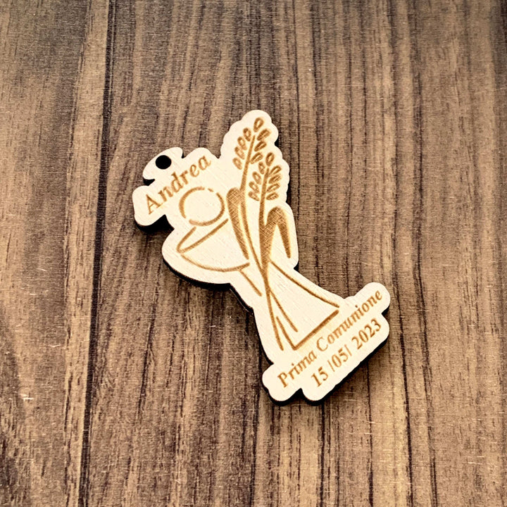 20 Tag bomboniere / etichette in legno per Comunione / set da 20 pz.