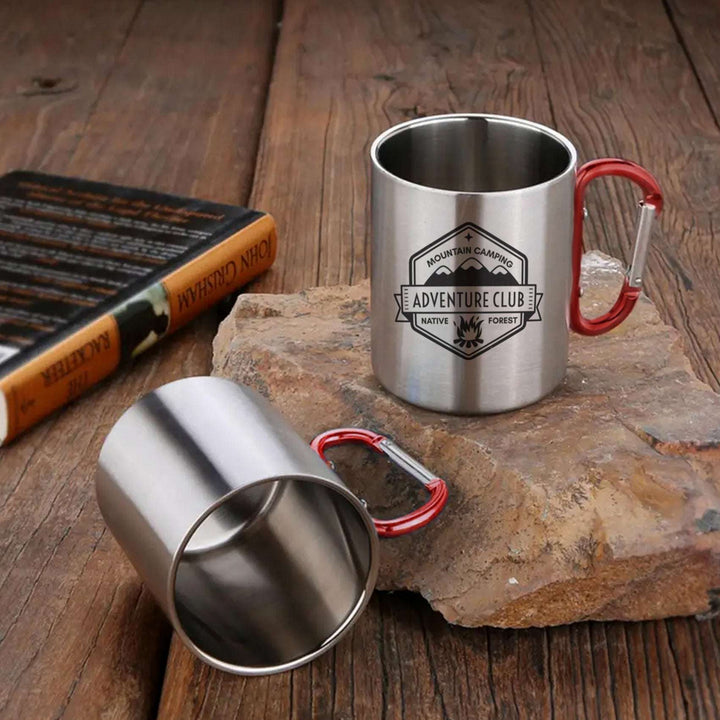 Tazza in metallo personalizzabile con moschettone