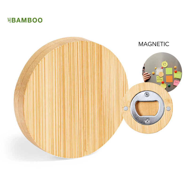 Apribottiglie in bambù e metallo magnetico (50/100 pz.)