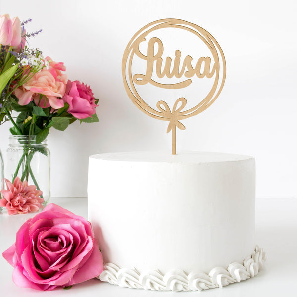 Cake Topper bimbo/ bimba palloncino con nome - Blackberries Officine Grafiche