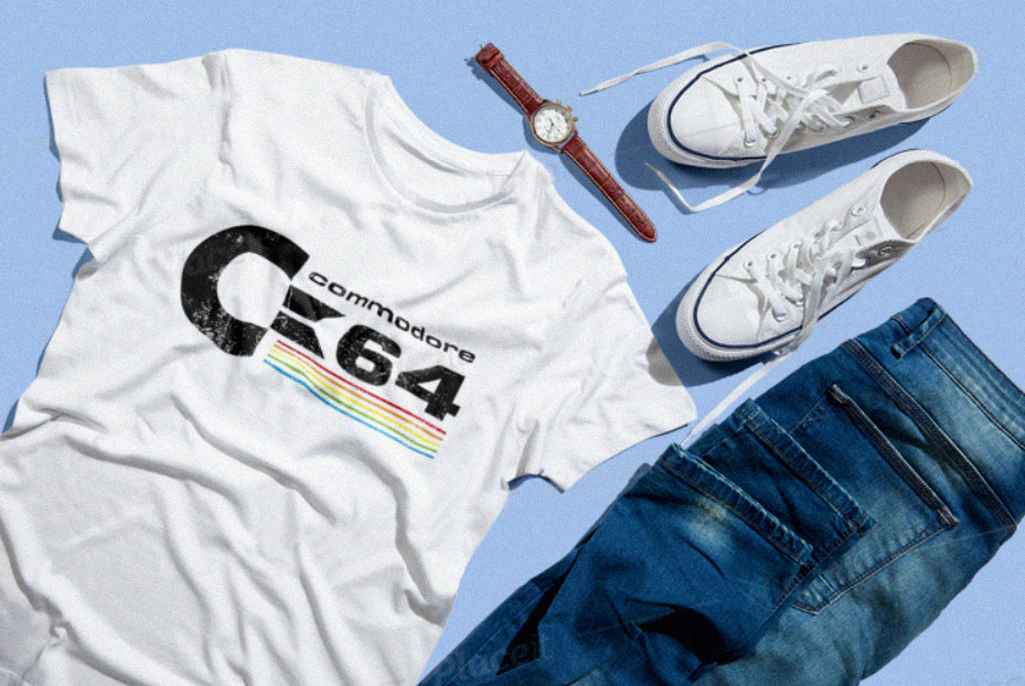 T-shirt bianca Commodore 64 Logo - Vintage