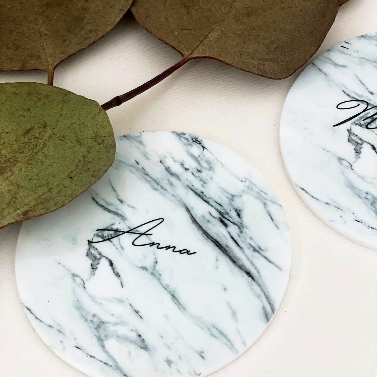 Marble effect acrylic place cards