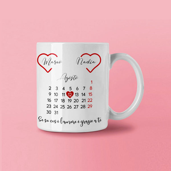 Valentine's Day mug customizable with names, date and dedication 