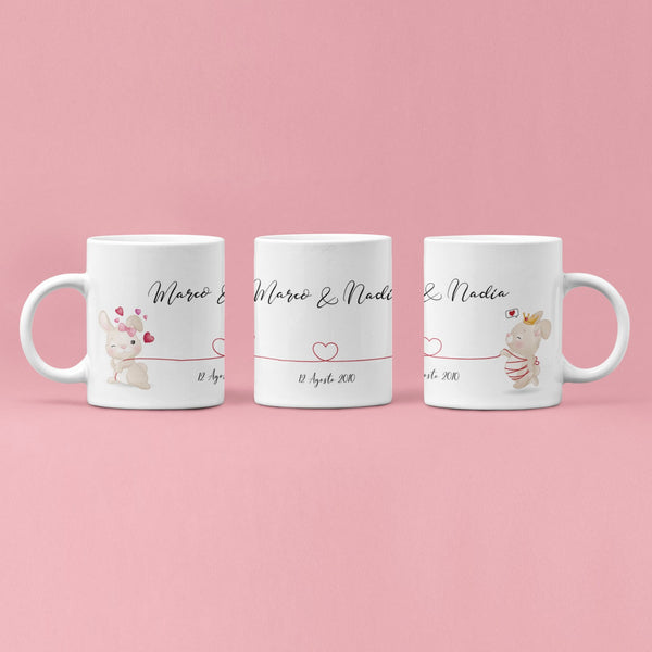 Personalized Valentine's Day mug with names and date 