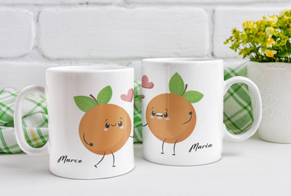 Pair of Valentine's Day mugs "Oranges in love"